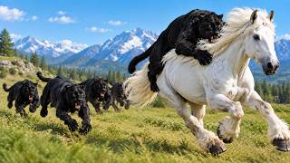 NO ESCAPE! 4 Hungry Black Panthers Chase a Powerful White Horse screenshot 5