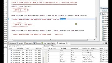 SQL INTERVIEW SECOND MAX SALARY