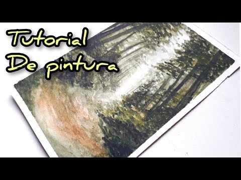 COMO DESENHAR FLORESTA E PINTAR - Tutorial de pintura de paisagem com aquarela – DIY | Como pintar