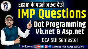 BCA 5th Sem 2025 | Dot Programming VB.NET & ASP.NET Important Questions  | Exam Preparation in Hindi