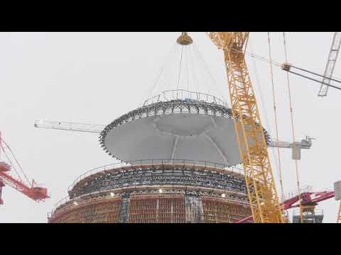 Видео: На энергоблоке №2 Курской АЭС 2 завершены работы по установке в проектное положение купольной част