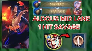 ALDOUS MID LANE EARLY 1HIT TRICK WITH FULL ROTATION GAMEPLAY (1HIT BUILD & EMBLEMSET 2024)