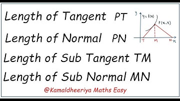 Length of Tangent, Normal, Sub Tangent and Sub Normal DifferentialEquation@kamaldheeriya