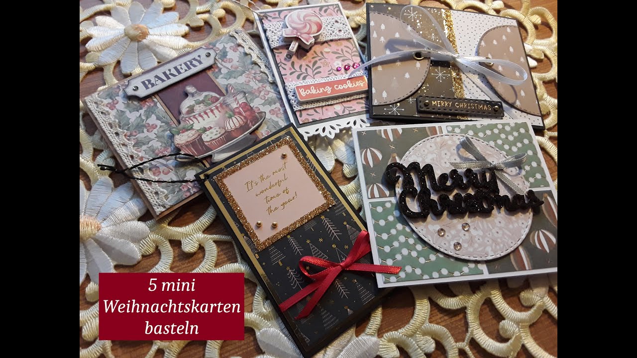 5 mini Weihnachtskarten basteln | Geschenkanhänger | Resteverwertung | Weihnachtsgrüße für EUCH!!!💖