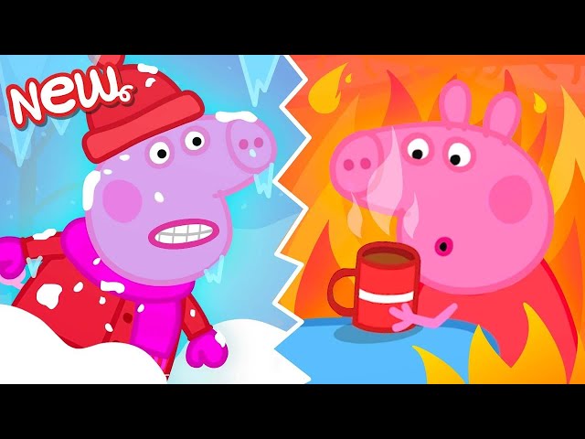 HOT vs COLD CHALLENGE! Peppa Pig Edition 🥵 🐷 🥶 BRAND NEW Peppa Pig Tales! class=