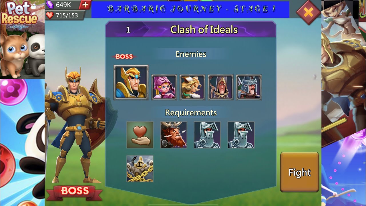 🗡Lords Mobile - Barbaric Journey - Clash of Ideals - Stage 1 - Auto P2P 2nd team