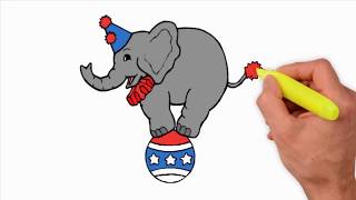 Coloring Pages-Cute and funny drawing for circus animals | Painting for kids