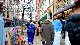 OSLO NORWAY, Sunny Spring Walk In Grønland & Tøyen ( Eid Mubarak)🇳🇴🌙Virtual Walking Tour 4K/60ftp