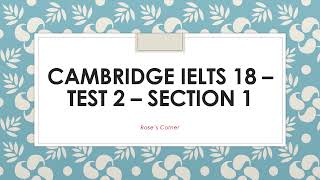 Cambridge IELTS 18 Test 2 Section 1