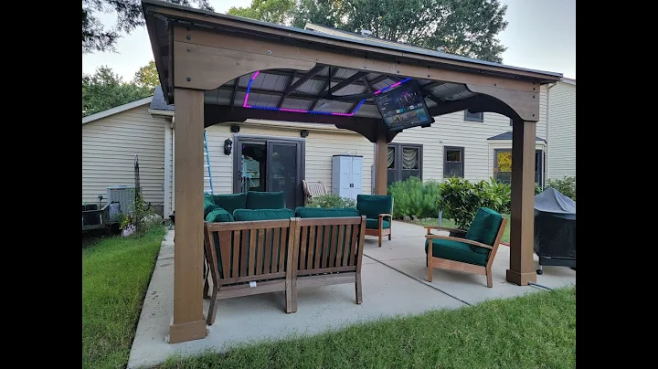 Yardistry 12x14 Gazebo - Our DIY build with electricity, LED strip lights & Vivo Motorized TV mount