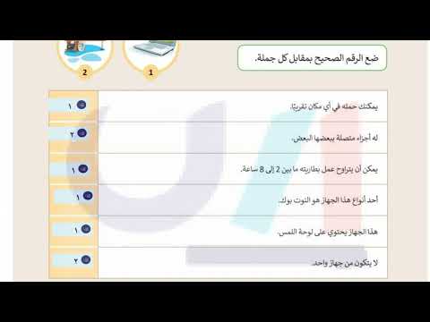 ضع الرقم الصحيح بمقابل كل جملة 