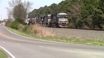 NS E49 with an SD60M/ES40DC/SD60M Triclops & a Tank Car on a Flat Car Great RS3L Horn