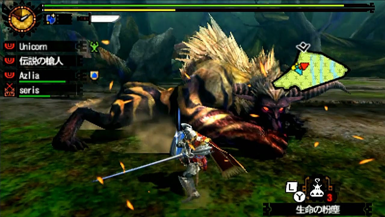 Mh4g ユニさんのギルクエlv140極限ラージャン バサルモス亜種 ランス Mh4u Apex Rajang Ruby Basarios Youtube