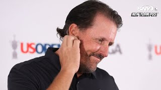 Phil Mickelson visibly uncomfortable during LIV Golf grilling at US Open | New York Post Sports