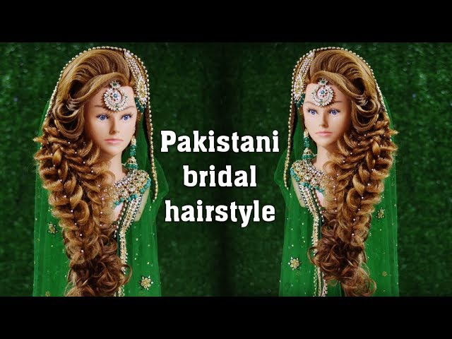 pakistani muslim bridal barat hairstyle || indian latest wedding hairdo ||  engagement walima hair - YouTube