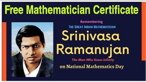 National Mathematics Day I Free Mathematician Certificate I Free Online Certificate I Maths Quiz