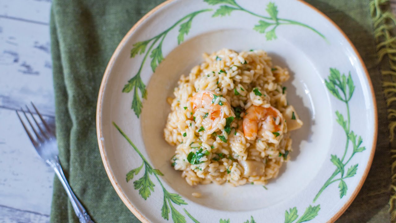 Risotto met garnalen en coquilles