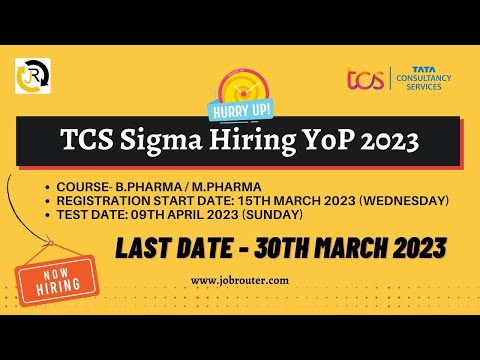 TCS Sigma Hiring for B.Pharma and M.Pharma 2023 | Last Date of Registration - 30th March 2023|