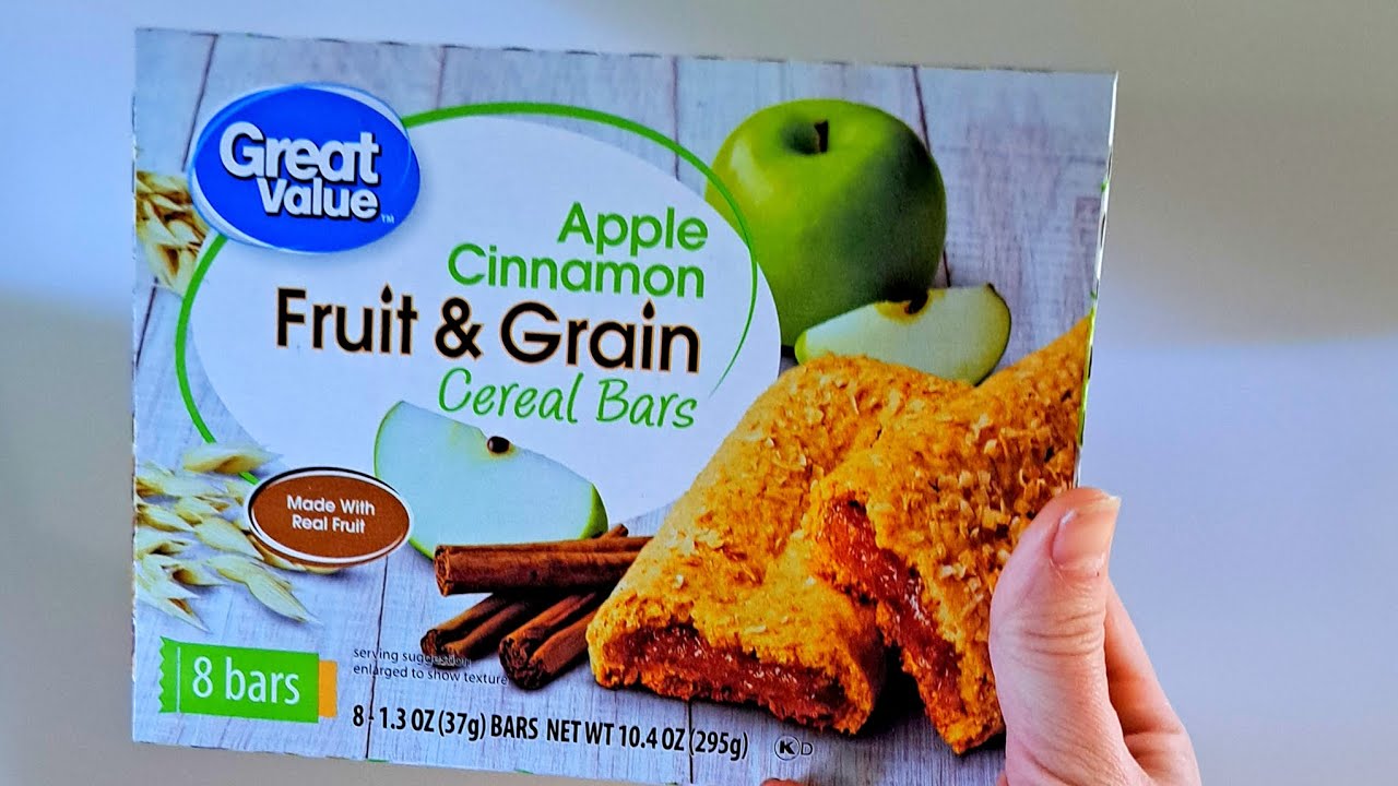 GREAT VALUE APPLE CINNAMON FRUIT & GRAIN CEREAL BARS REVIEW - YouTube