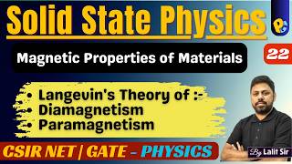 Lec 22 | Solid State Physics | Langevin Theory of Diamagnetism | POTENTIALG