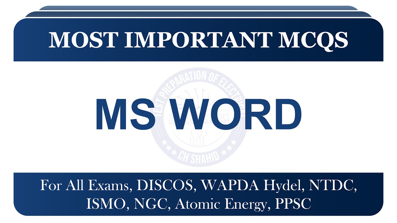 MS Word MCQs Lecture in Hindi || Important MCQs of MS Word Part # 03