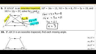 Chapter 5 Section 5.3 - Kite and Trapezoid Properties video #5