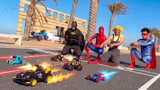 فيلم سباق ( العربيات الخارقه )🏎️🔥😂اسبيدرمان سوبرمان باتمان /  السلسيلي.