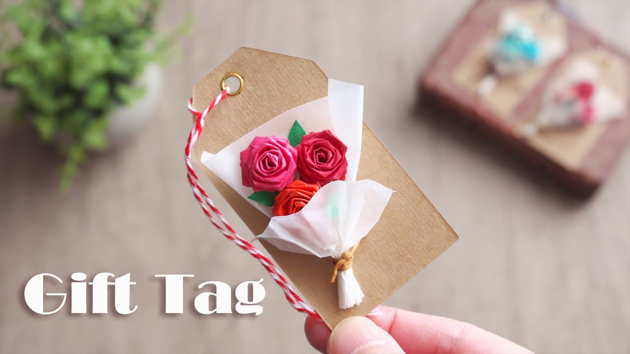 Как сделать подарочные бирки для букета из бумажных роз / Самоучитель - Paper Rose Bouquet Gift Tags