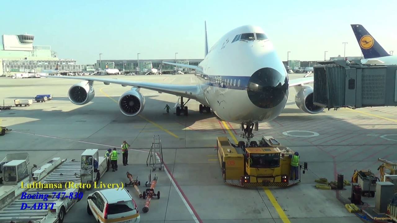 Lufthansa Retro Boeing B747-830 [D-ABYT] pushback at Frankfurt/Main (EDDF/FRA)