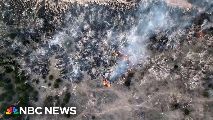 Dramatic Wildfire Drone Video Shows Scorched Smoldering Texas Landscape