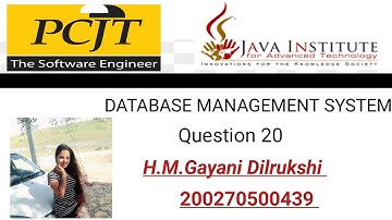 Java Institute | Database Management System | Question Set 20 | H.M.Gayani Dilrukshi