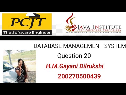 Java Institute | Database Management System | Question Set 20 | H.M.Gayani Dilrukshi