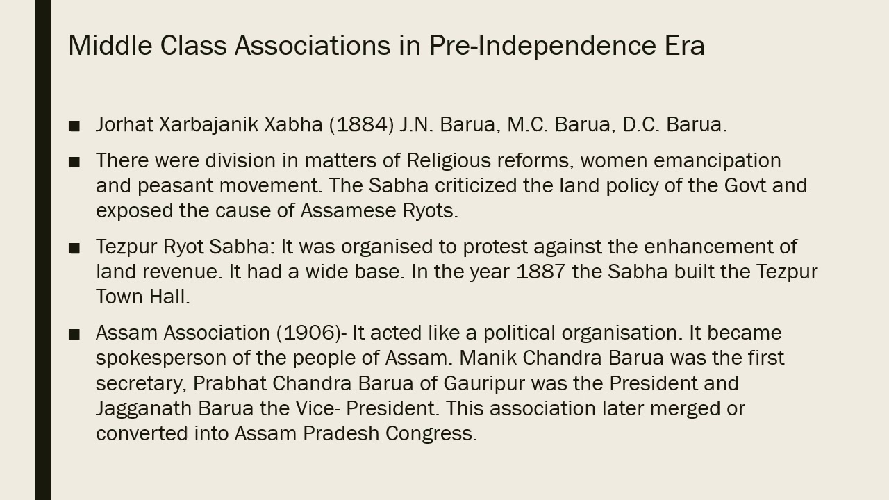 Emergence and Role of Middle Class in Assam