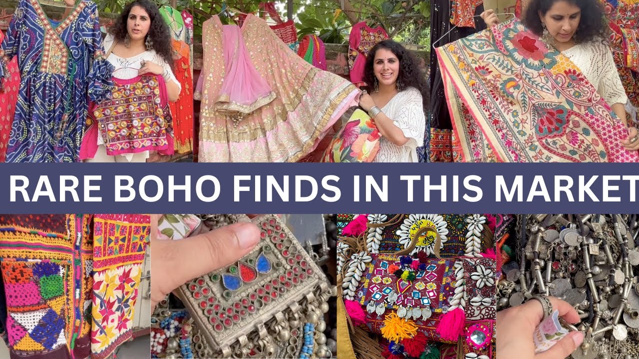 RARE BOHO GEMS FOUND IN GUJARATI LANE MARKET | SILVER & AFGANI JEWELRY BOHO BAGS KUTCH KURTA & SHAWL