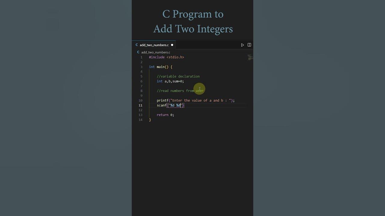 C Program to Add Two Integers #coding - YouTube