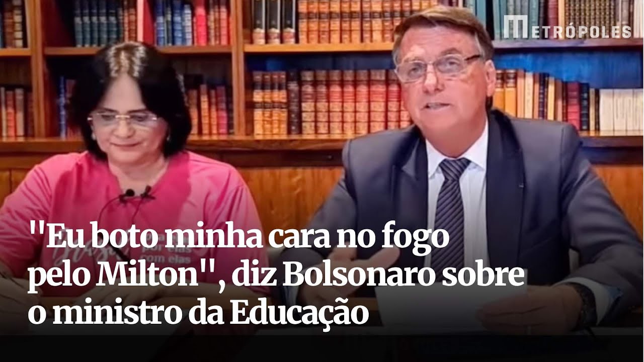 Eu boto minha cara no fogo pelo Milton", diz Bolsonaro sobre o ministro da  Educação - YouTube