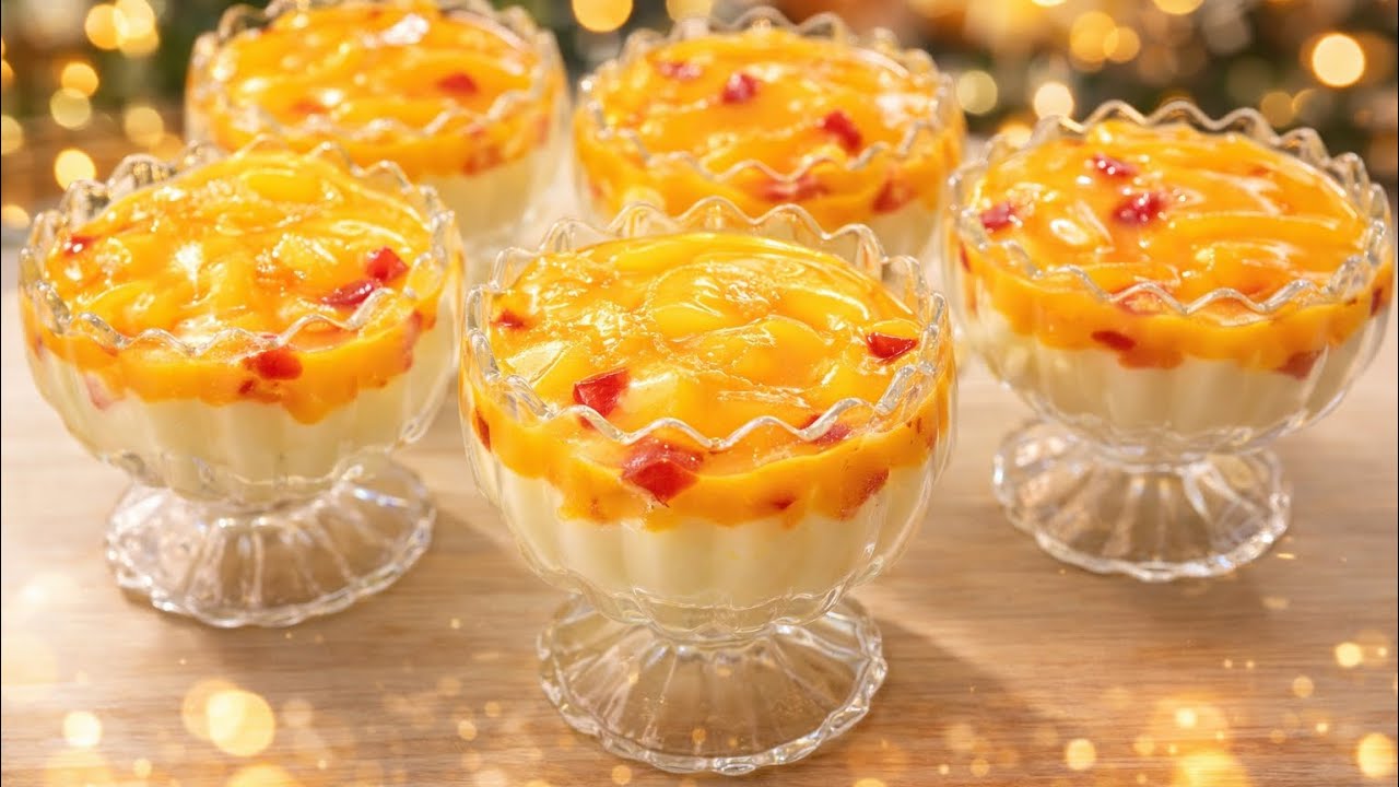 تحلية البرتقال المنعشة 🍊 تحلية رمضانية سهلة التحضير بدون فرن ولابيض