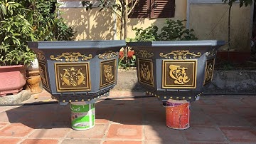 Khuôn đúc chậu cảnh lục giác 60 cá chép và tài lộc mẫu mới 2021