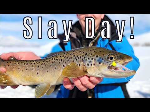 Ice Fishing Deer Creek Reservoir - Utah Ice Fishing 2023 - Trout Slay Day!