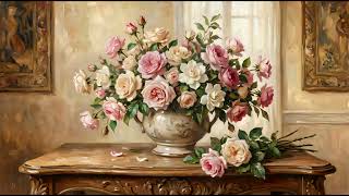 4K Vintage Rose Bouquet Oil Painting | Floral Frame TV Art Screensaver |  Classic Interior Display screenshot 4