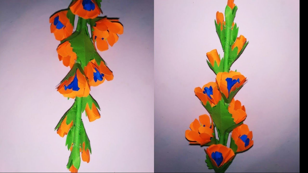 How to make paper flower/stick paper craft/paper Craft/home decor paper flowers diy