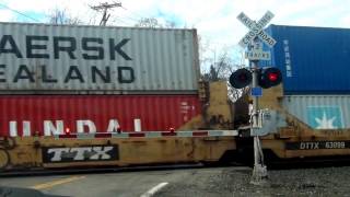 Celebrity Fast CSX Double Stack Train at RR Crossing Wealth