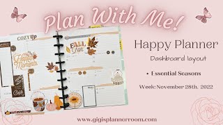 PLAN WITH ME | Dashboard Happy Planner | Essential Seasons | Nov 28, 2022