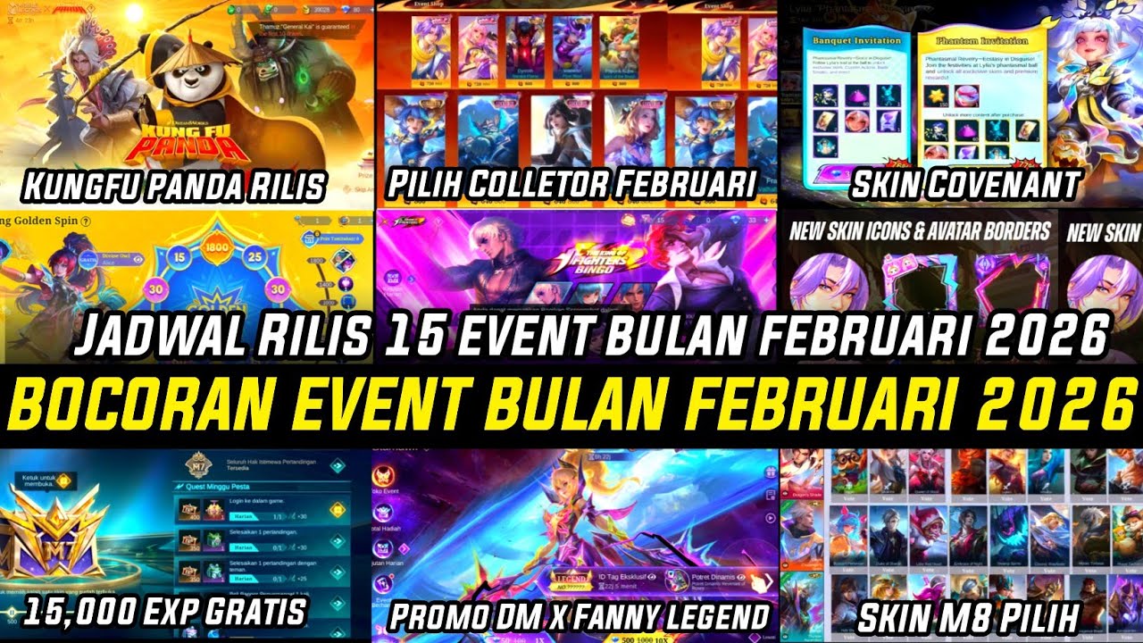 BOCORAN 15 EVENT MOBILE LEGENDS! FEBRUARY 2026! EVENT KUNGFU PANDA RESALE, SKIN GRATIS, KOF BINGO