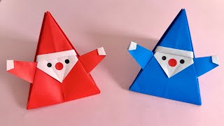 【クリスマス 折り紙】簡単！立体サンタクロースの折り方 そのまま飾れる！ Origami How to make 3D Santa Claus DIY Paper Craft Christmas 