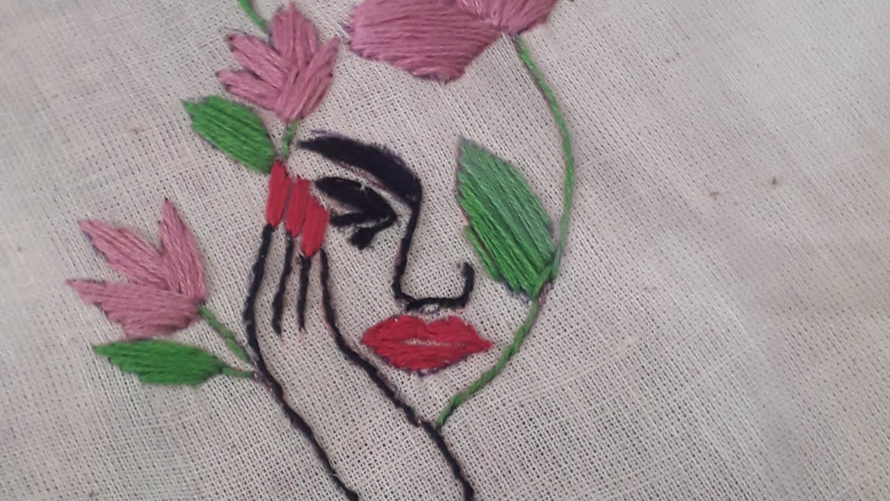 Women's Day special beautiful girl face embroidery easy hand embroidery