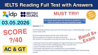 IELTS Reading Practice Test with Answers 03.05.2026 - Test #171