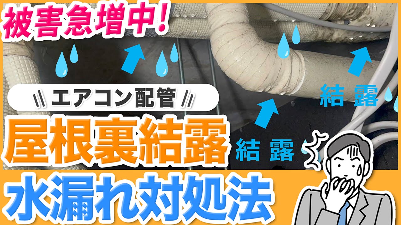 【エアコン配管結露】天井にカビが生える原因！天井腐食・水漏れ対処法 - YouTube