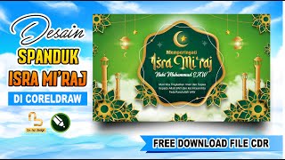 Desain Spanduk Banner Isra Mi'raj di CorelDraw || Free Download File Format CDR || Backdrop islamic