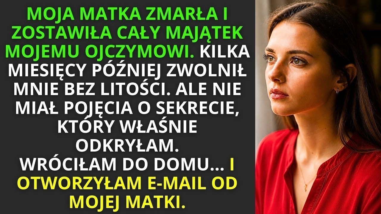 Siedzieliśmy w kancelarii notarialnej, gdy notariusz czytał testament mojej matki. Ciemne drewno, zapach starego papieru, zimne światło — wszystko wydawało się normalne, dopóki nie usłyszałam, że...